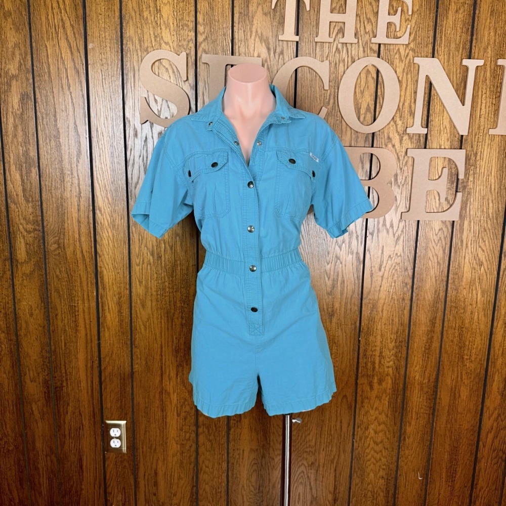 IDEAS Romper Womens Medium Vintage Blue Cotton Denim Utility Granola Gorpcore